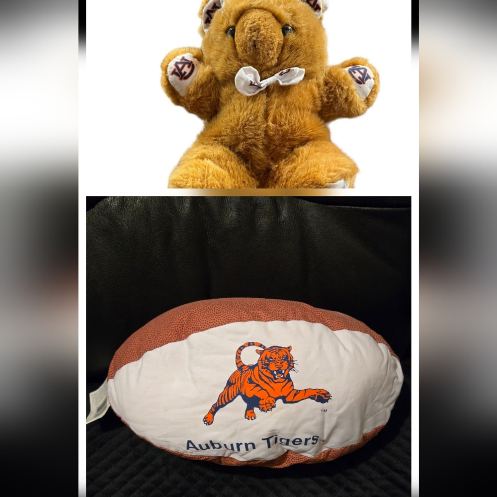 Team Spirit, Rare Auburn University, Tigers Teddy Bear Football Pillow